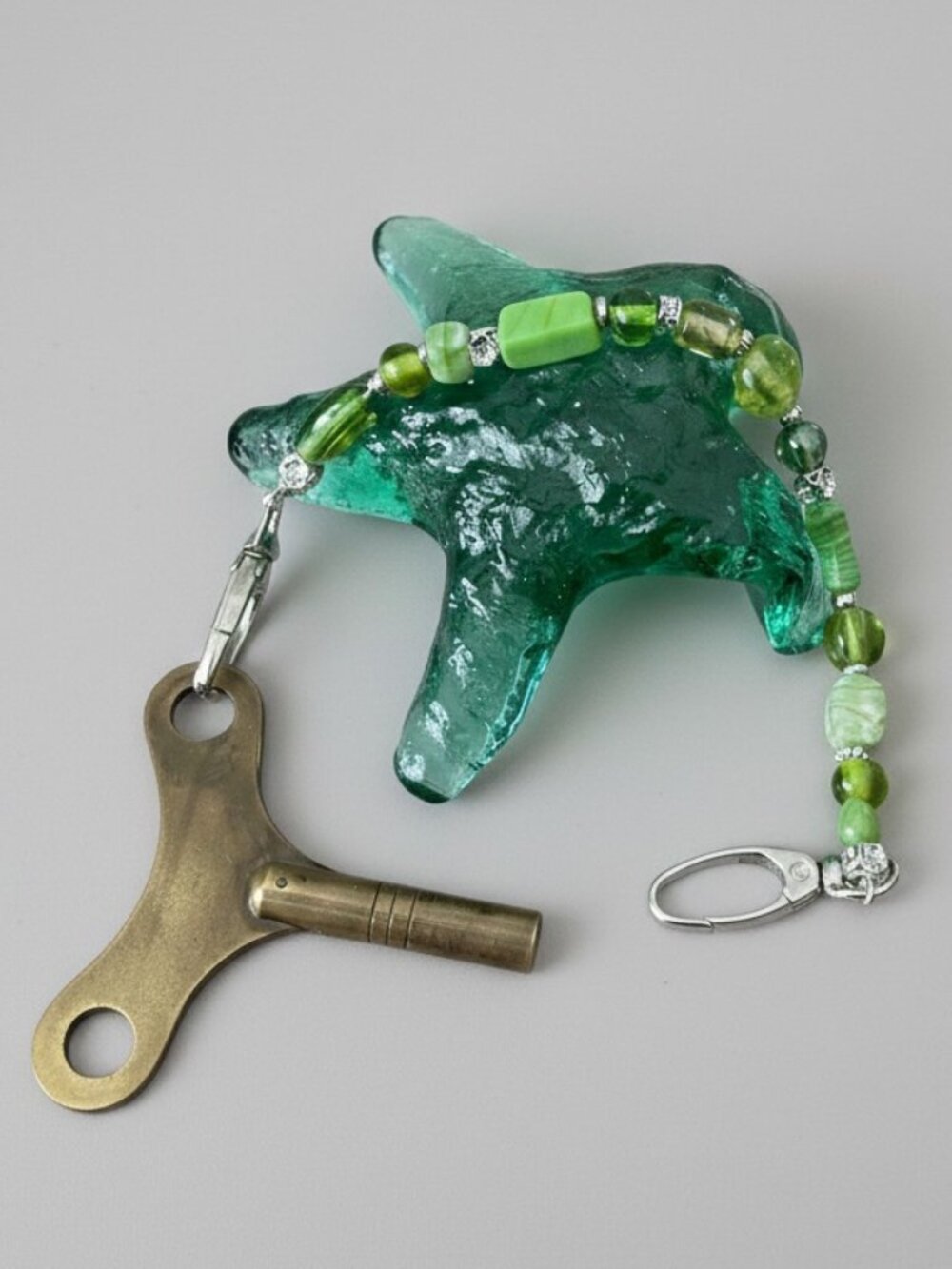 Beaded Keychain Key Finder Zipper Pull Bag Jewelry Charm Green